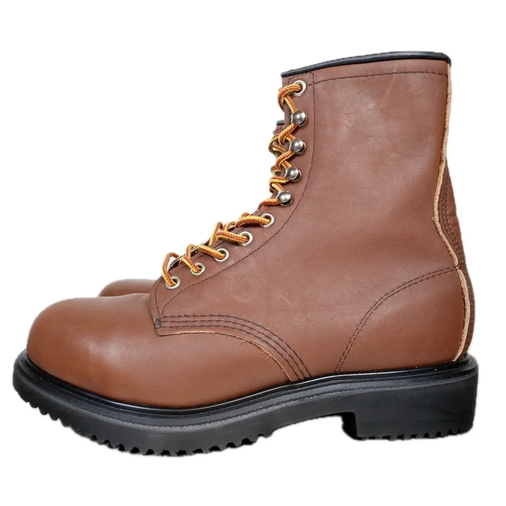Red Wing 2233 Steel Toe Boots Mens 8 E2 Brown Leather Work Safety Made in USA